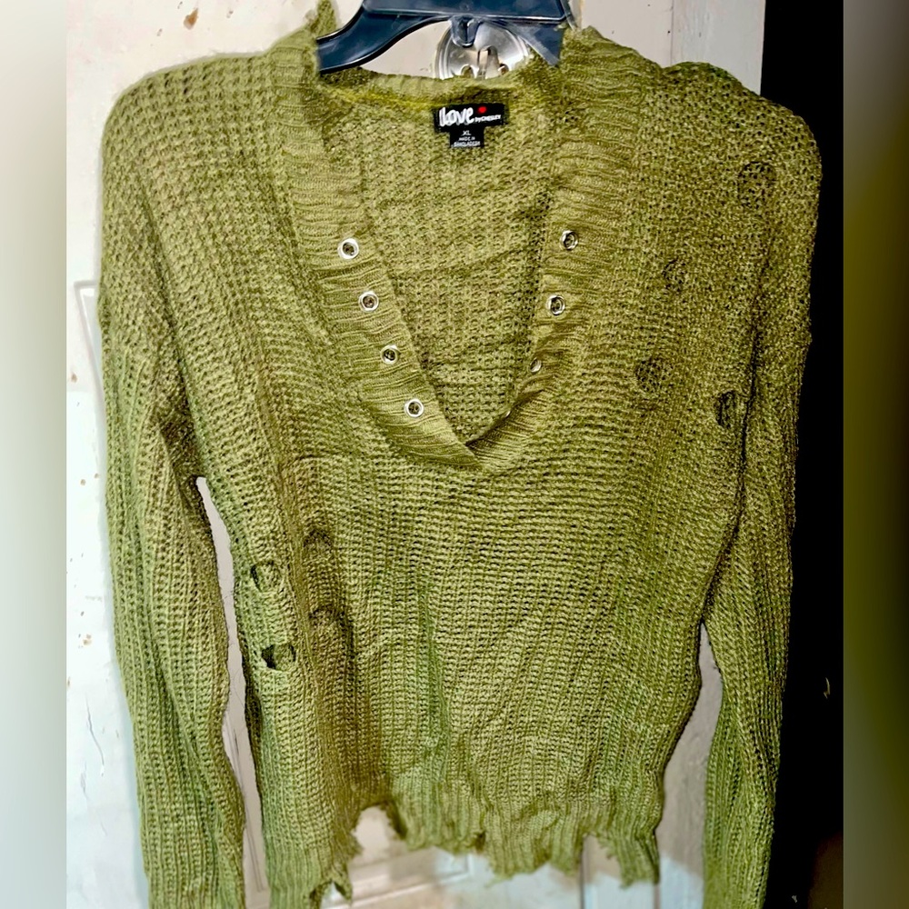 Women’s Love by Chesley Distressed Cable Knit Sweater